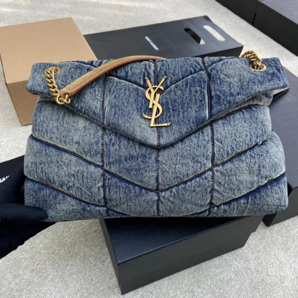 Saint Laurent LouLou Medium Vintage Denim Chain Bag