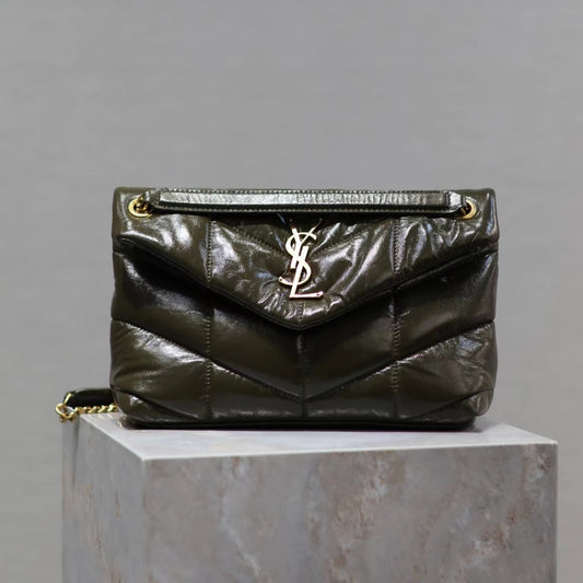 Saint Laurent LouLou Chain Bag In Jungle Green Quilted Calfskin