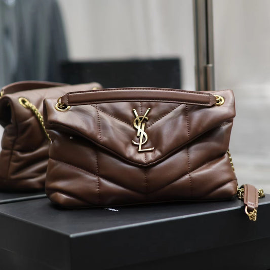 Saint Laurent LouLou Chain Bag In Dark Brown Quilted Calfskin