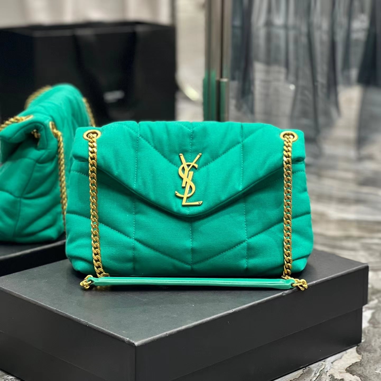 Saint Laurent LouLou Canvas Bag In Green