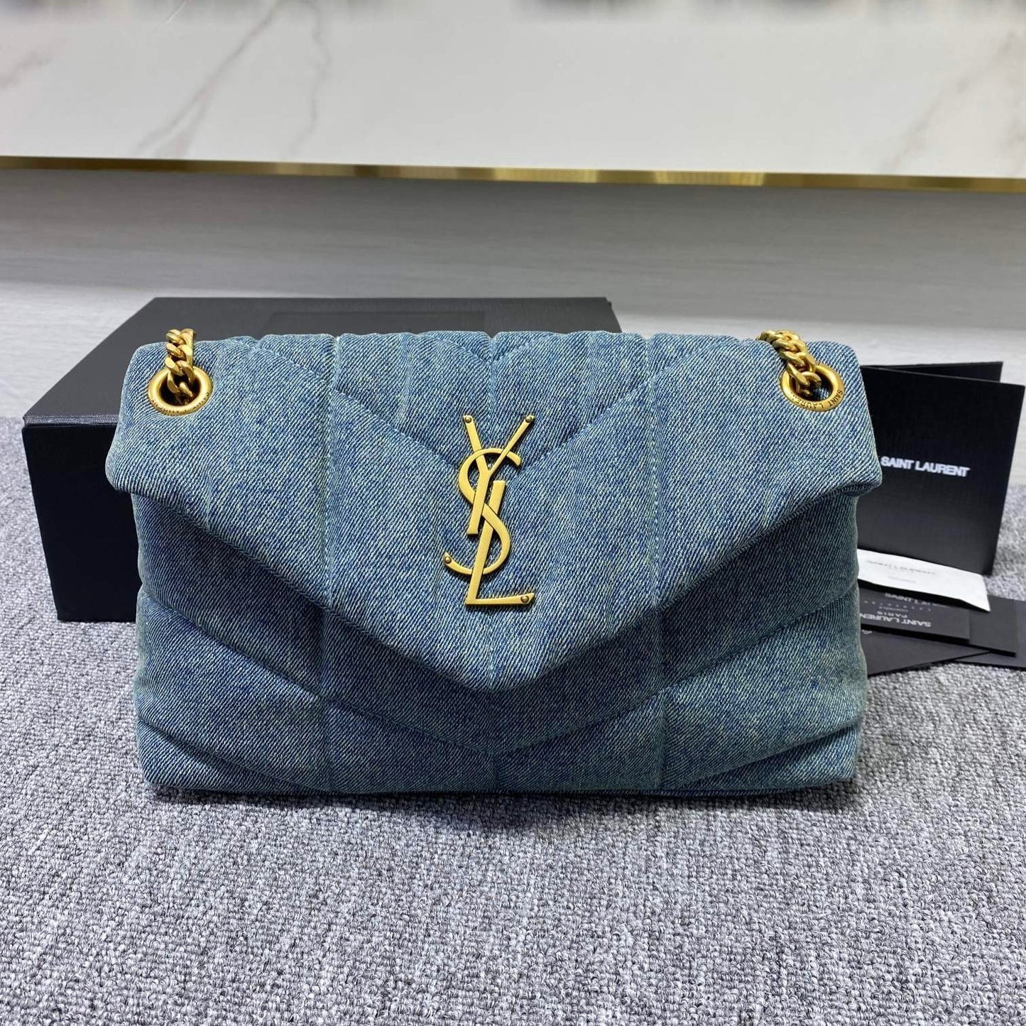 Saint Laurent LouLou Retro Denim Chain Bag