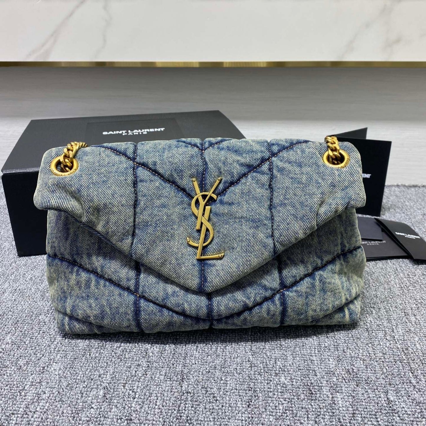 Saint Laurent LouLou Retro Denim Chain Bag