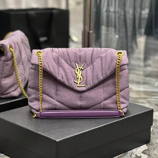 Saint Laurent Lou lou Canvas Bag In Purple