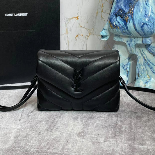 Saint Laurent LouLou Chain Bag In Black Quilted Calfskin