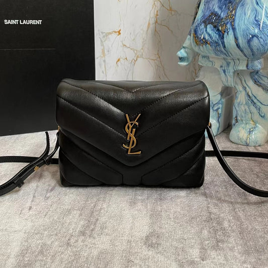 Saint Laurent LouLou Chain Bag In Black Quilted Calfskin