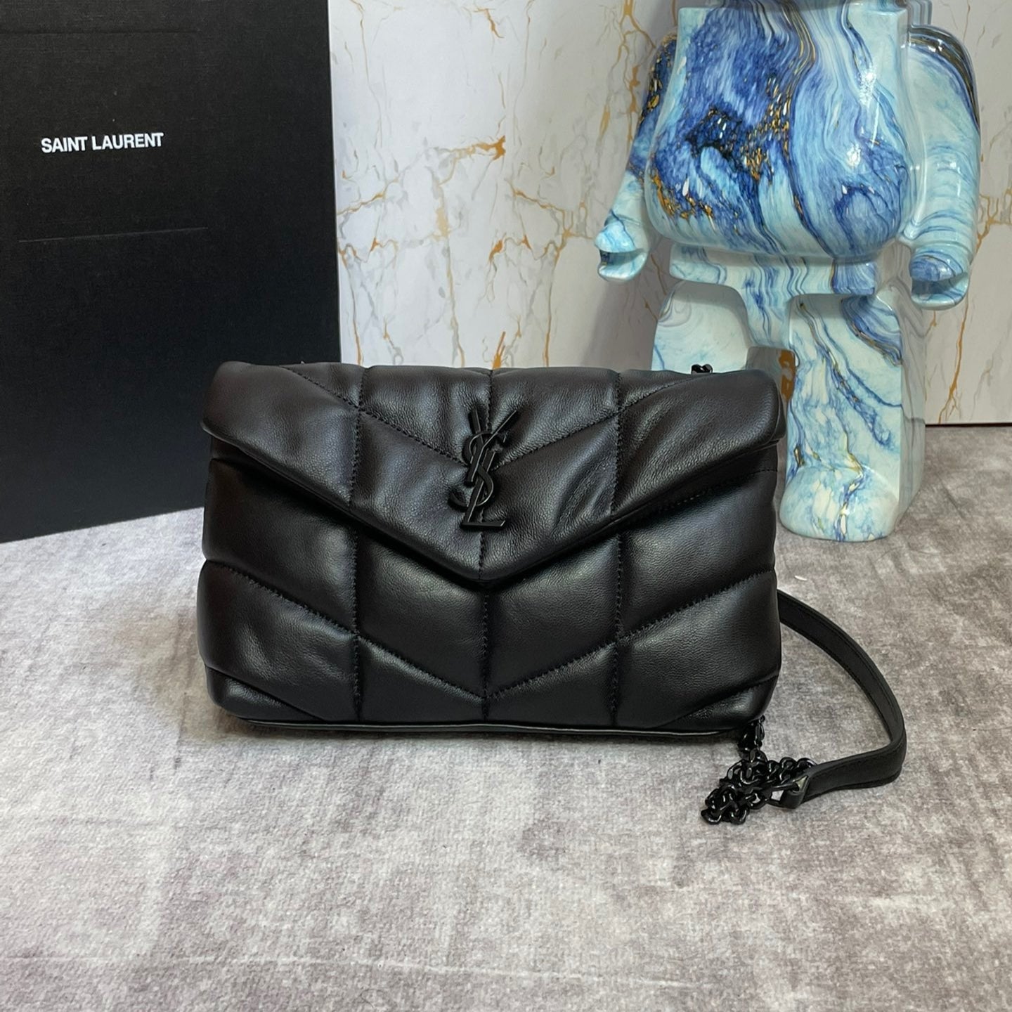 Saint Laurent Puffer Toy Bag In Black Quilted Lambskin With Black Hardware