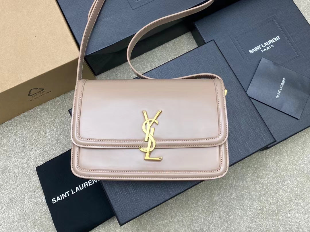 Saint Laurent Medium Solferino Bag In Nude Calfskin