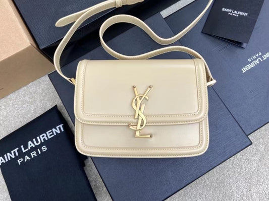 Saint Laurent Small Solferino Bag In Beige Calfskin