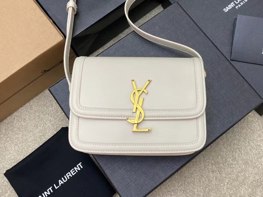 Saint Laurent Small Solferino Bag In White Calfskin