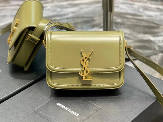 Saint Laurent Small Solferino Bag In Green Calfskin