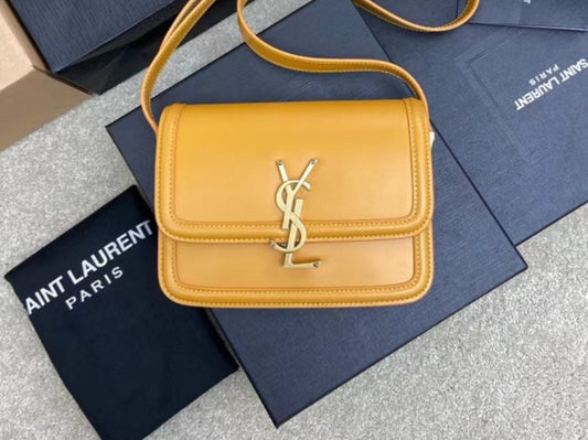 Saint Laurent Small Solferino Bag In Yellow Calfskin