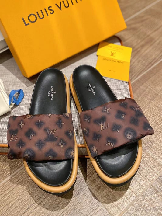 LV Brown Classic Presbyopic Velcro Slippers