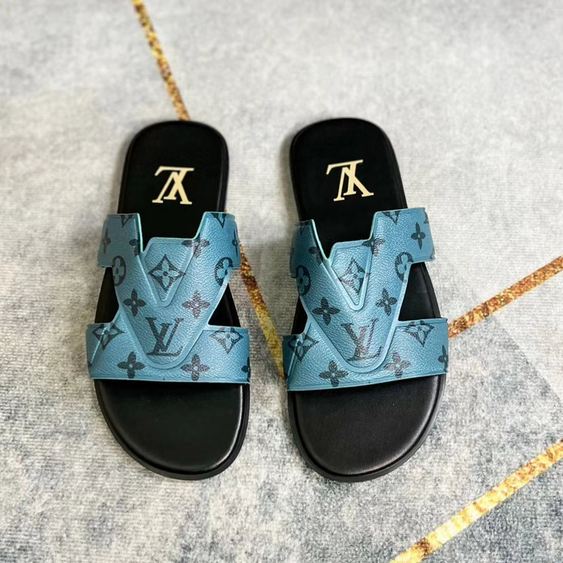 LV Fashion Blue Presbyopic Mules Slippers