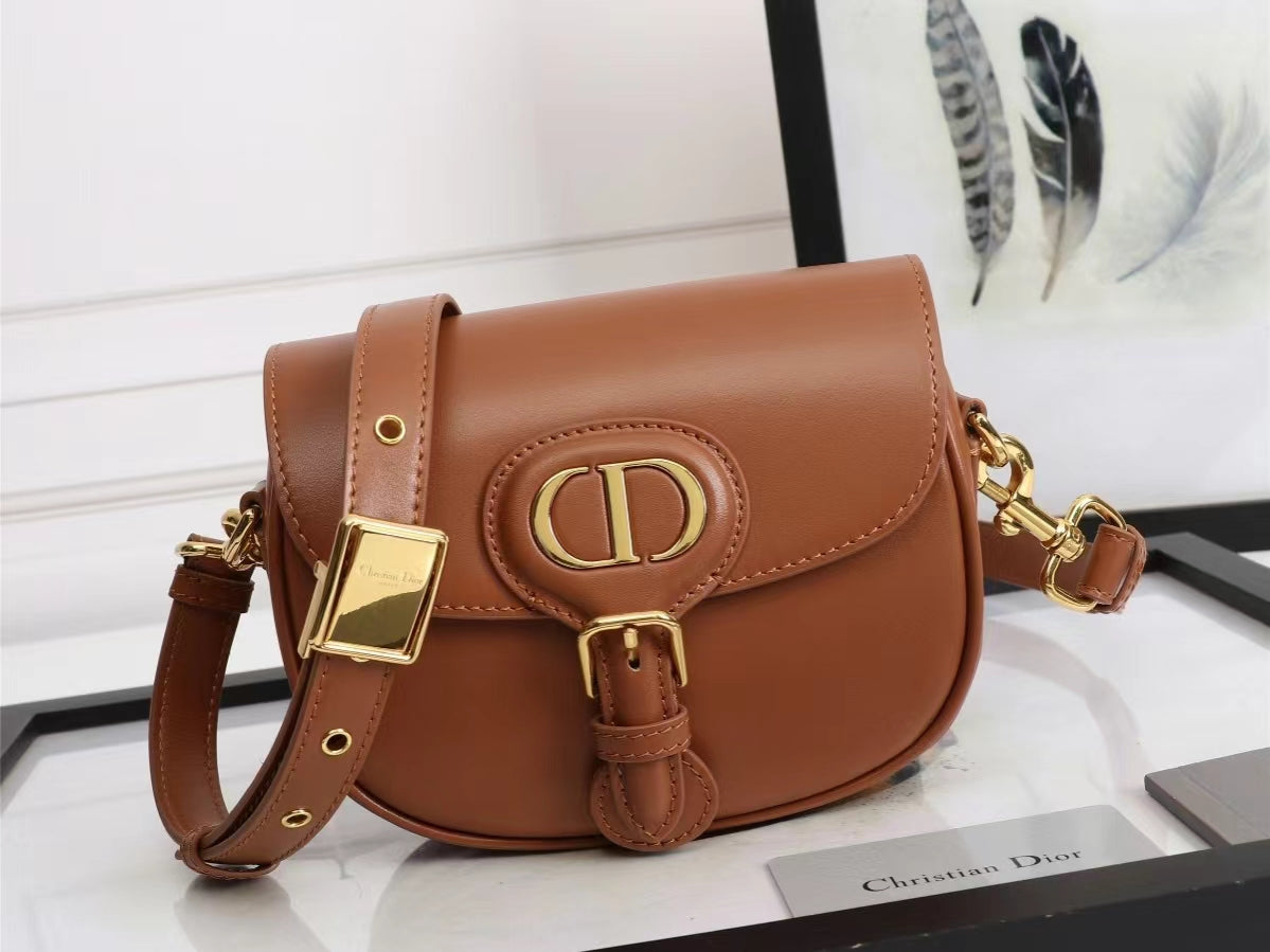 Dior Bobby Small Bag In Gold Brown Box Calfskin