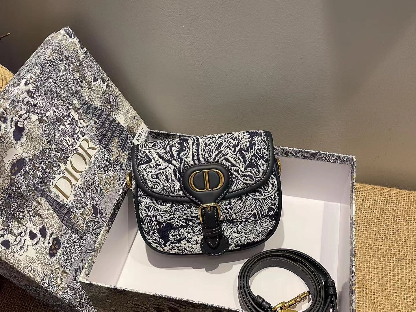 Dior Bobby Small  Bag In Dark Blue Box Canvas