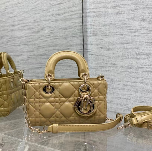 Dior Lady D-Joy Micro Bag In Yellow Cannage Lambskin