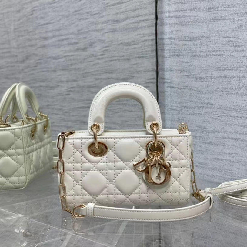 Dior Lady D-Joy Micro Bag In White Cannage Lambskin