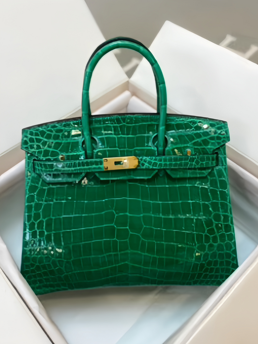 Hermes Birkin 30 Dark Green Crocodile Leather Bag