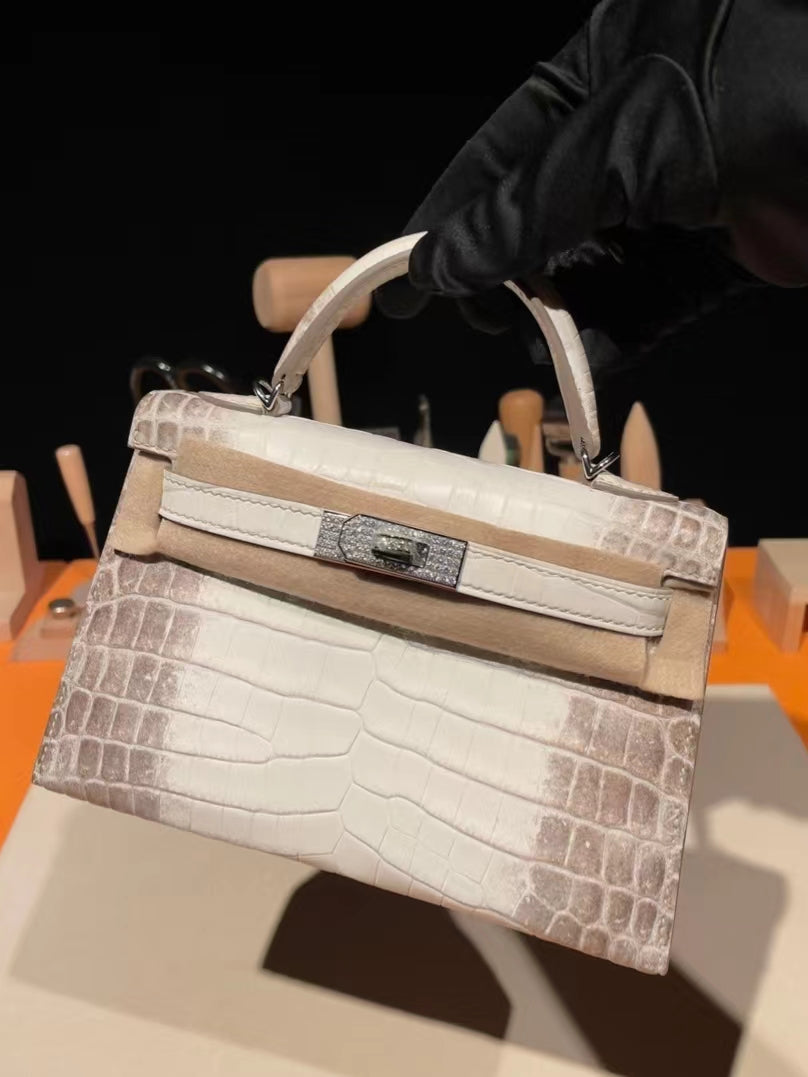 Hermes Himalayas Crocodile Mini Kelly II 20 cm