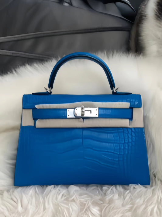 Hermes Blue Crocodile Mini Kelly II 20 cm