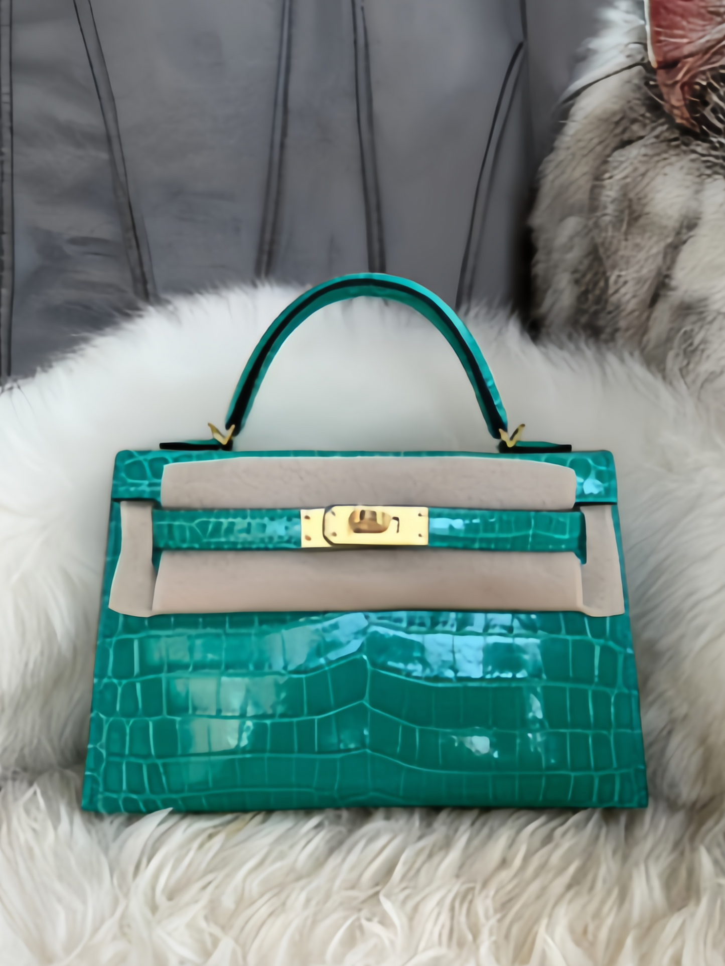 Hermes Emerald Crocodile Mini Kelly II 20 cm