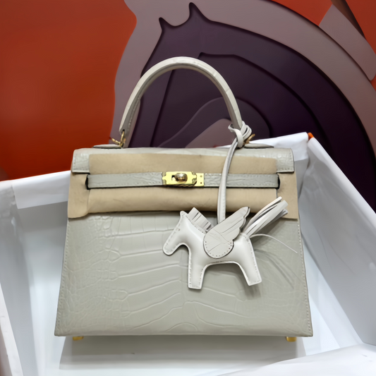 Hermes Kelly 25 Crocodile Leather Beige With Gold Hardware