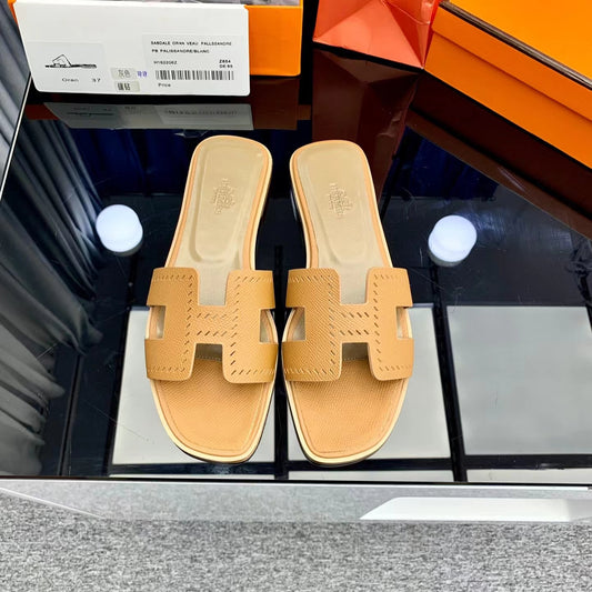 Hermes Oasis Sandals In Orange Perforated Epsom Leather