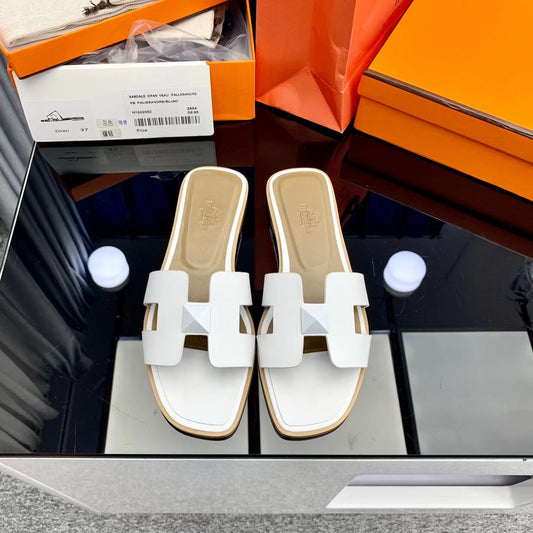 Hermès Oran Sandals White Box Calfskin