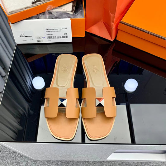 Hermès Oran Sandals Orange Box Calfskin