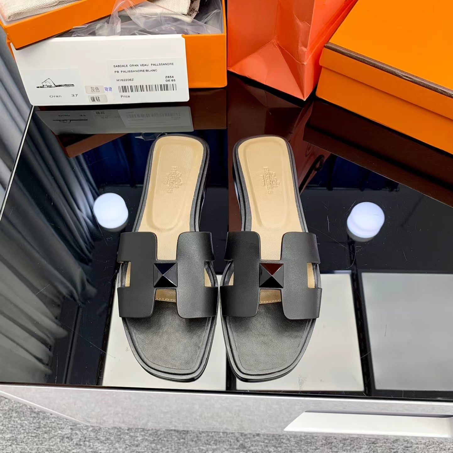 Hermès Oran Sandals Orange Box Calfskin