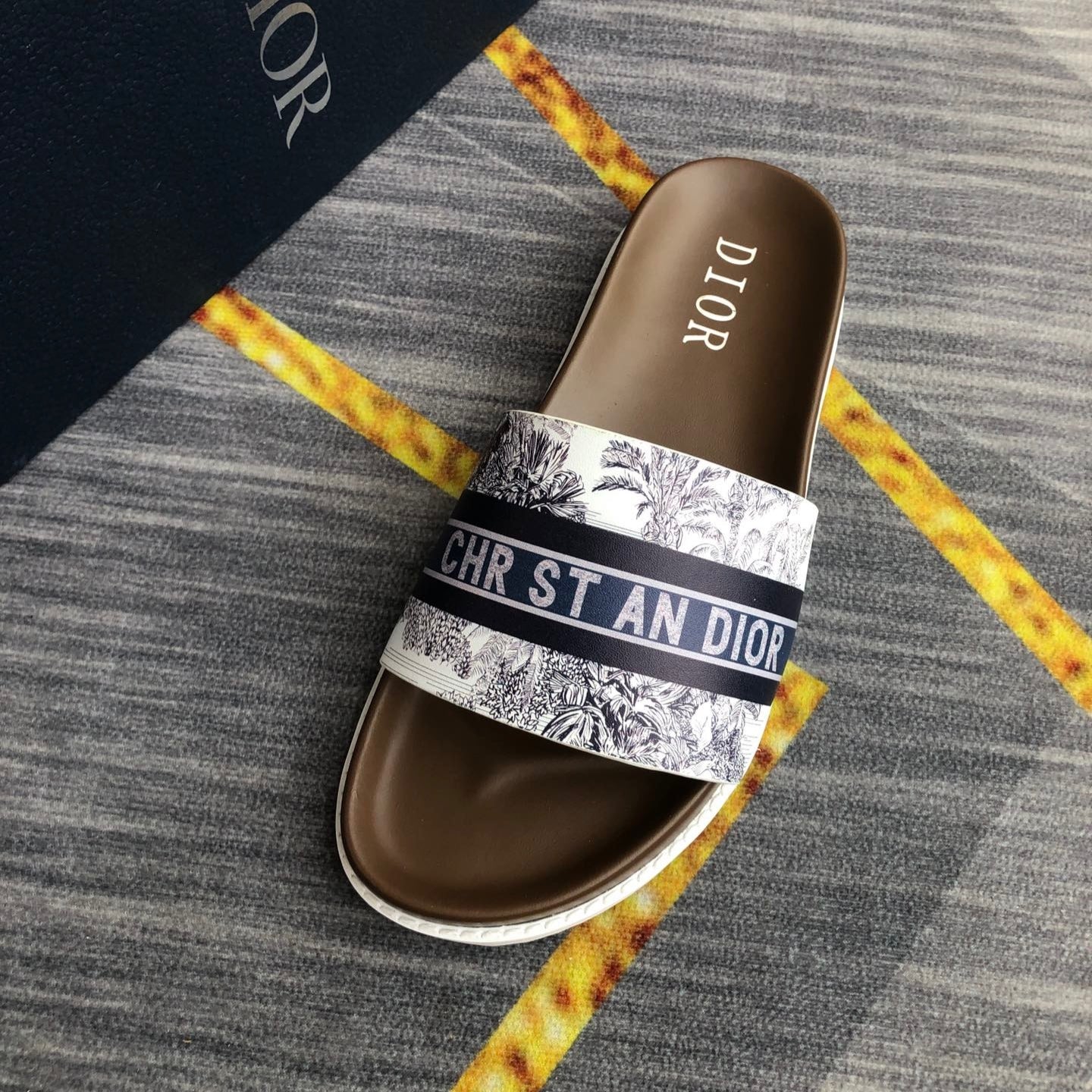 Christian Dior Slides With Dark Blue 'Christian Dior'