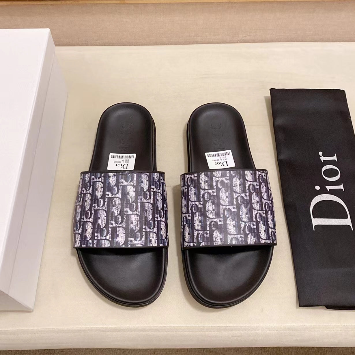 Dior Slides In Purple Oblique Jacquard