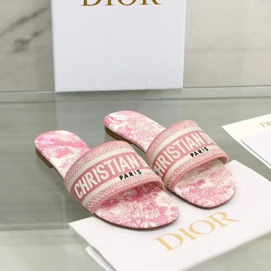 Dior Sakura Powder Cloth Mules In Multicolour