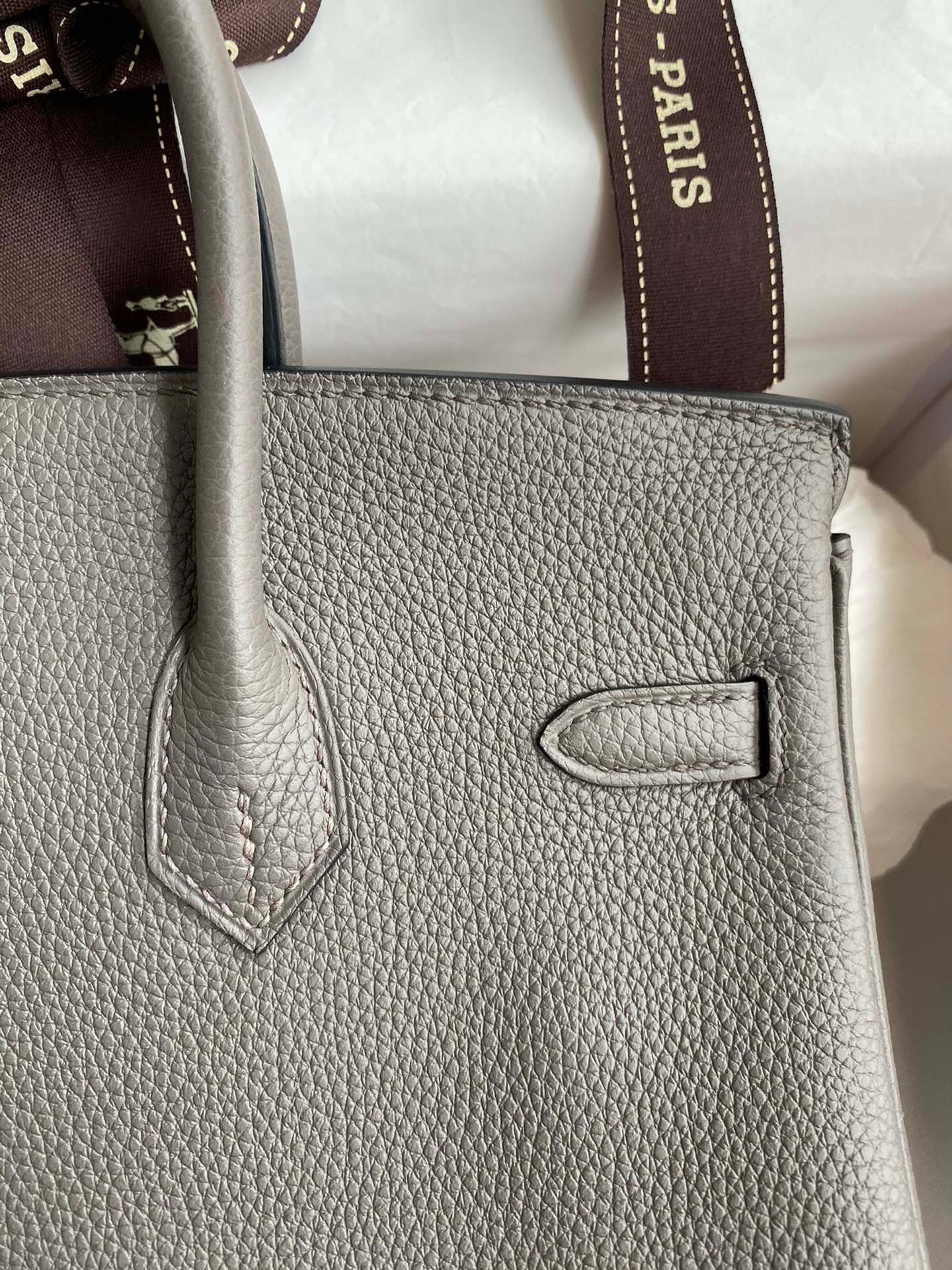 Hermes Birkin 25 Bag In Etain Togo Leather