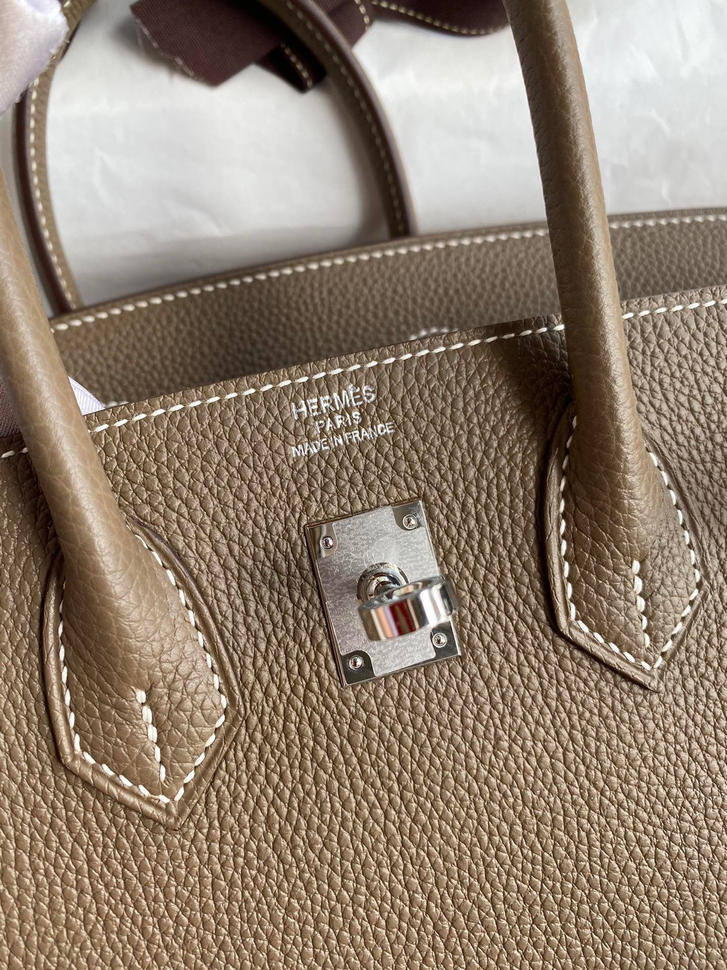 Hermes Birkin 25 Bag In Etoupe Togo Leather