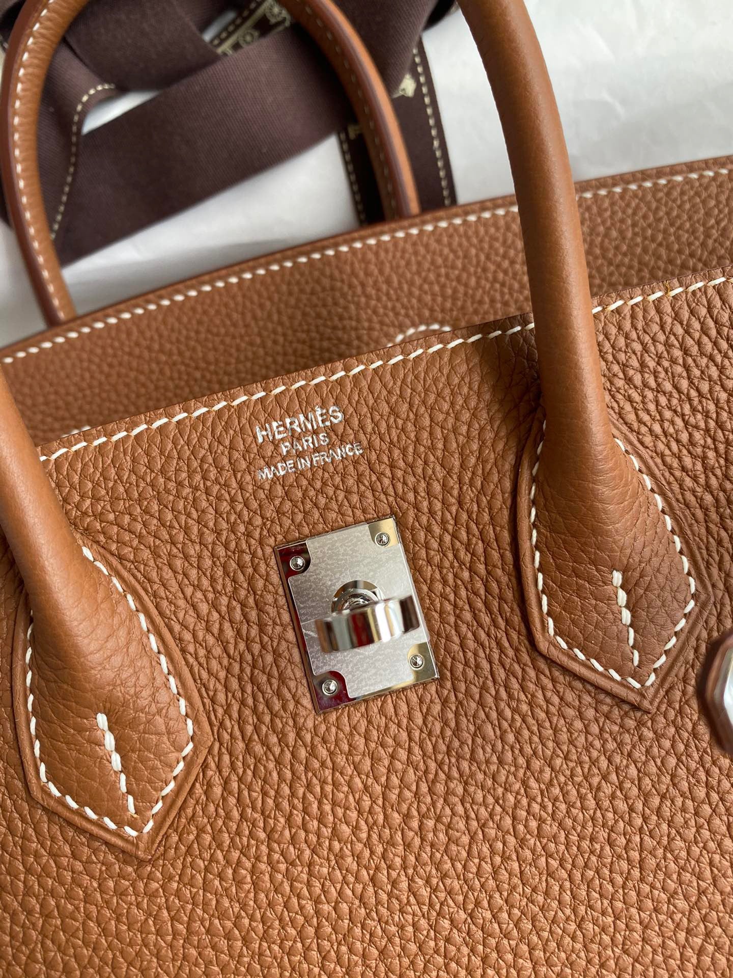 Hermes Birkin 25 Bag In Golden Brown Togo Leather