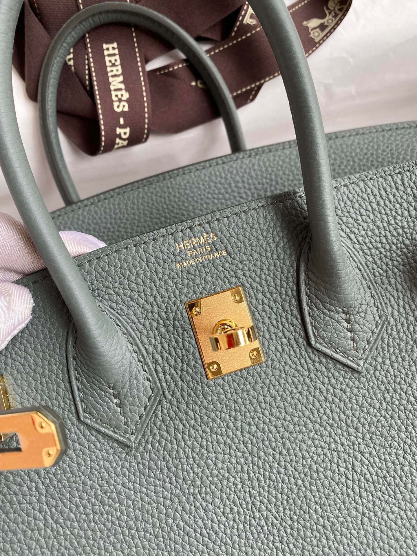 Hermes Birkin 25 Bag In Almond Green Togo Leather