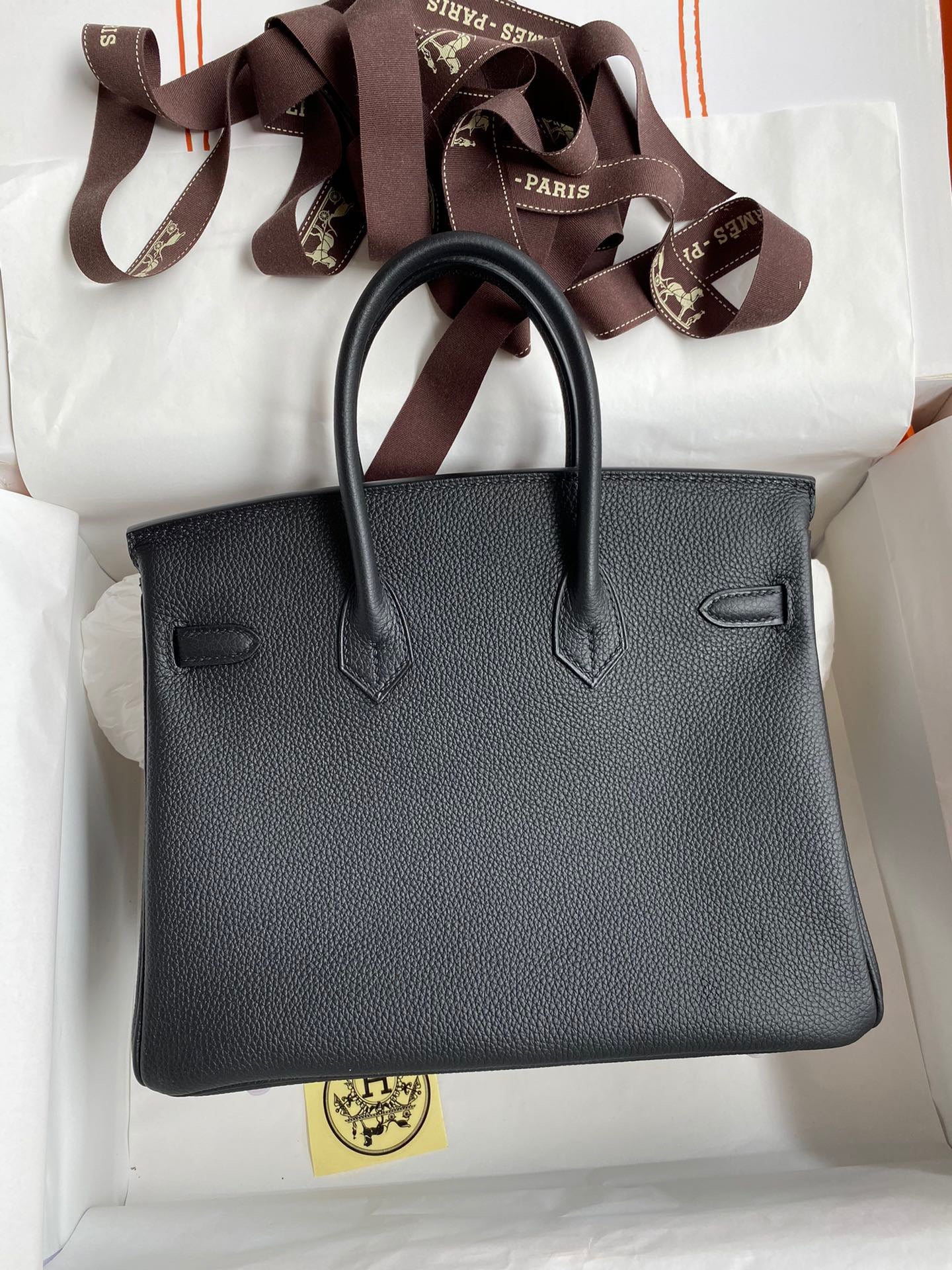 Hermes Birkin 25 Bag In Black Togo Leather