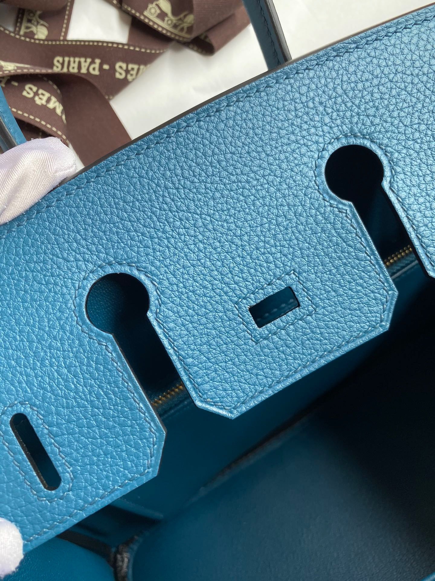 Hermes Birkin 25 Bag In Blue Togo Leather