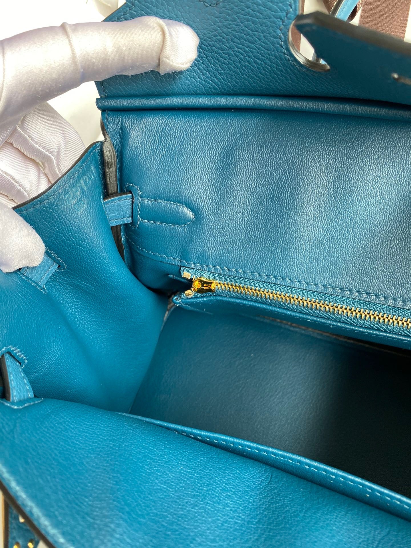 Hermes Birkin 25 Bag In Blue Togo Leather