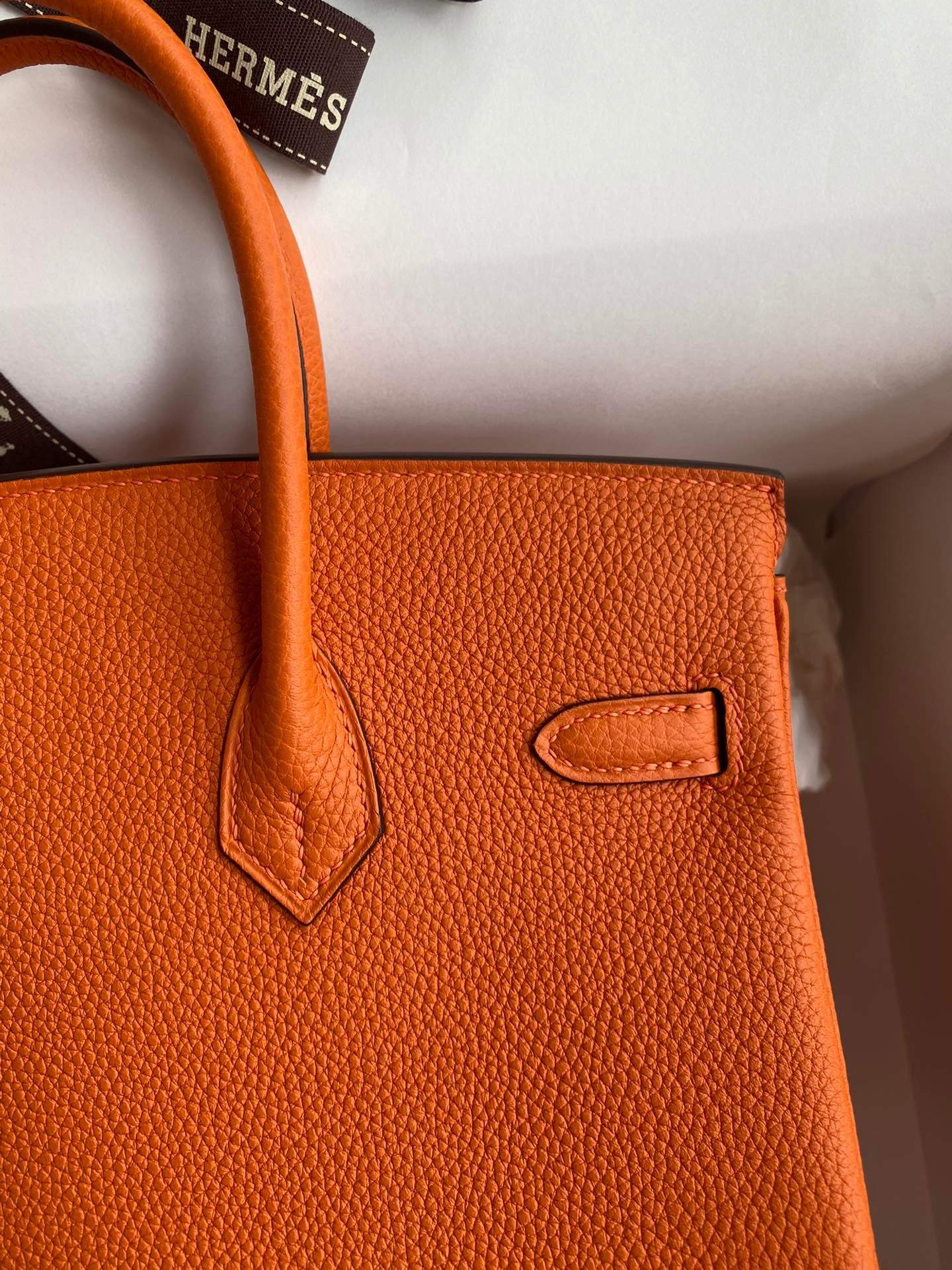 Hermes Birkin 25 Bag In Classic Orange Togo Leather