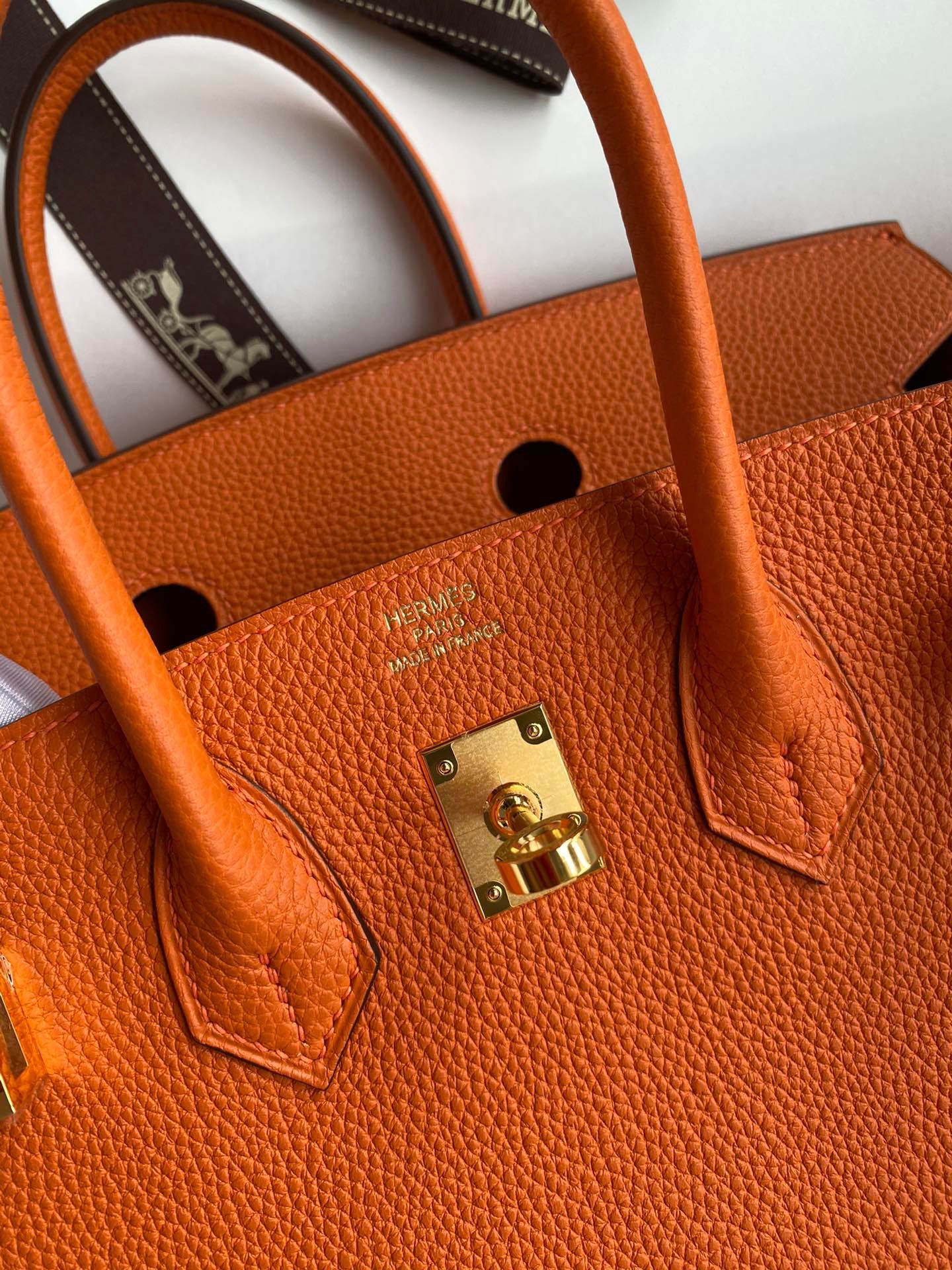 Hermes Birkin 25 Bag In Classic Orange Togo Leather