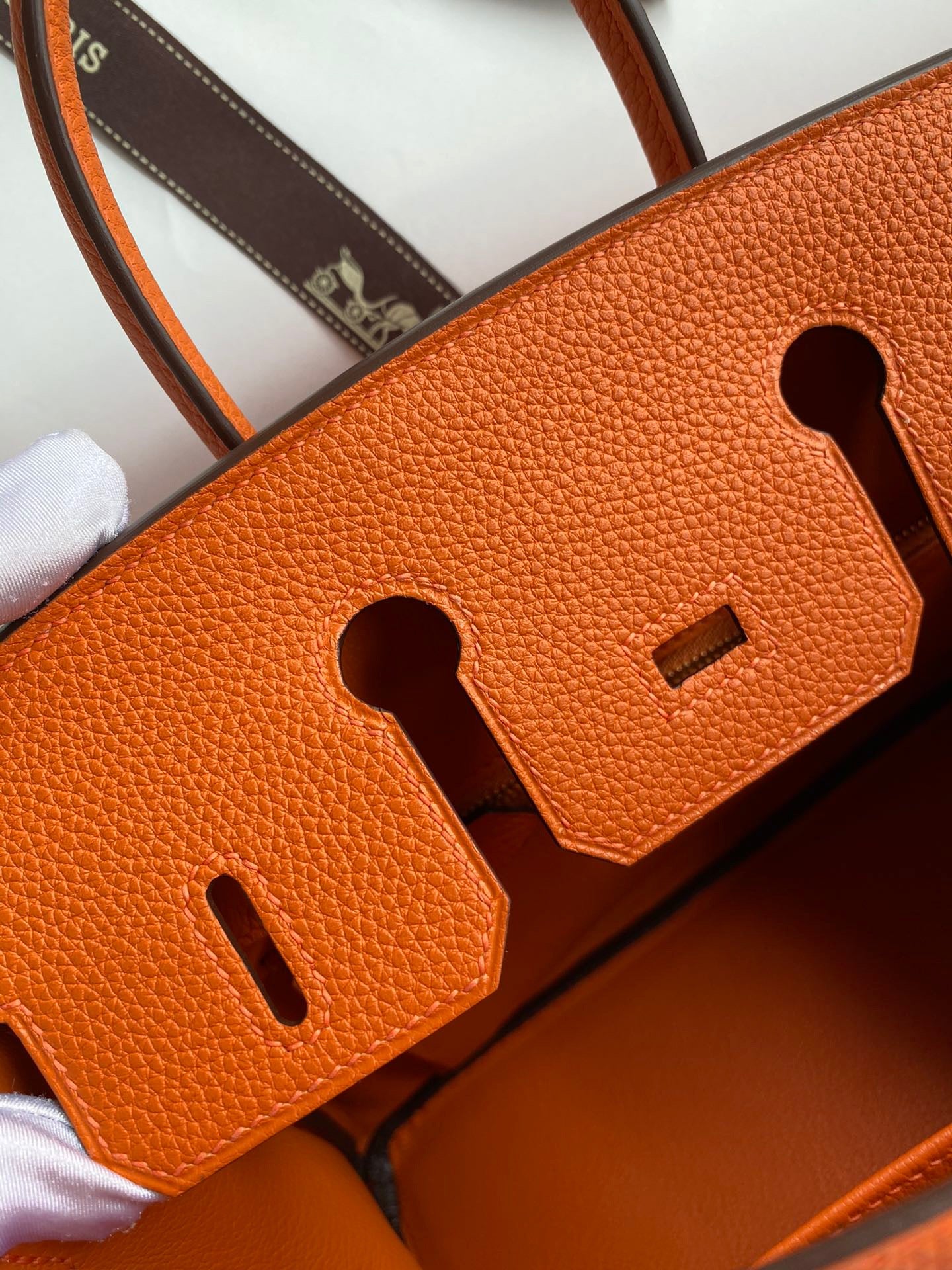 Hermes Birkin 25 Bag In Classic Orange Togo Leather