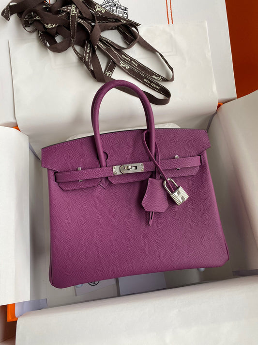 Hermes Birkin 25 Bag In Purple Epsom Leather