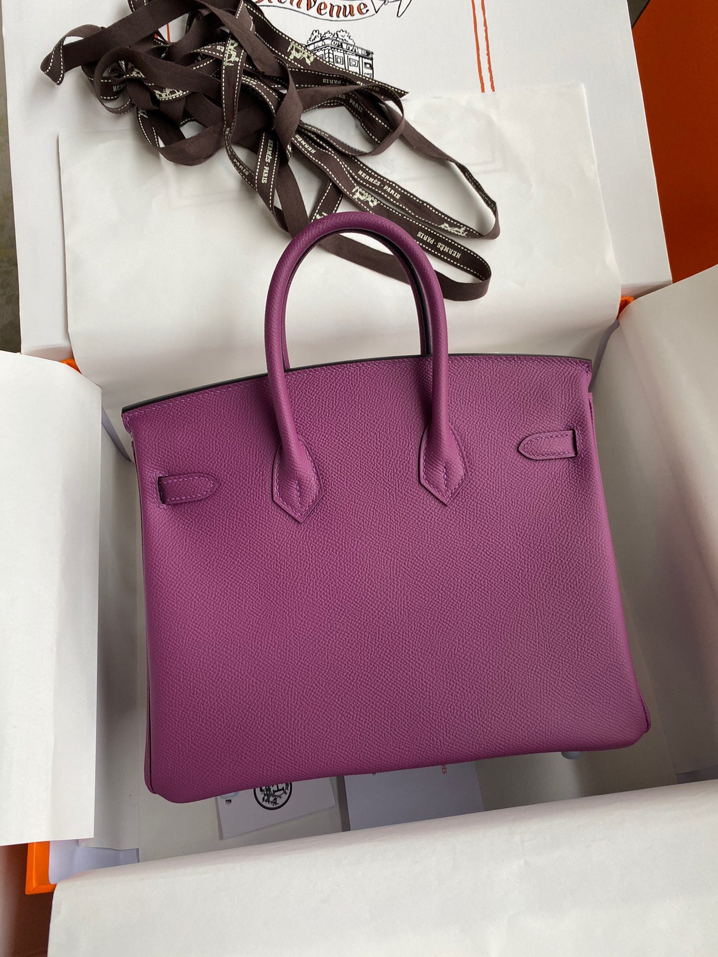 Hermes Birkin 25 Bag In Purple Epsom Leather