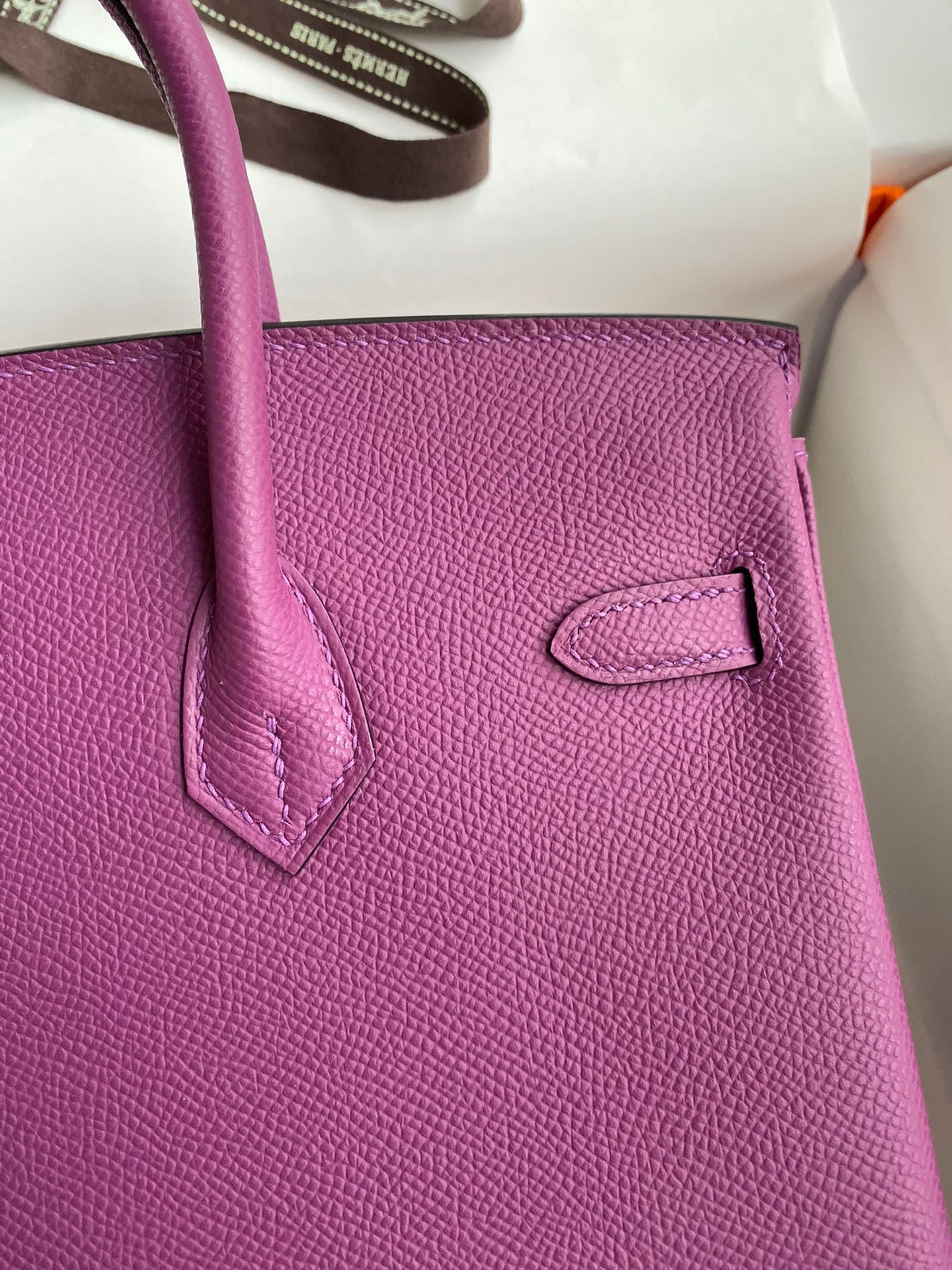 Hermes Birkin 25 Bag In Purple Epsom Leather