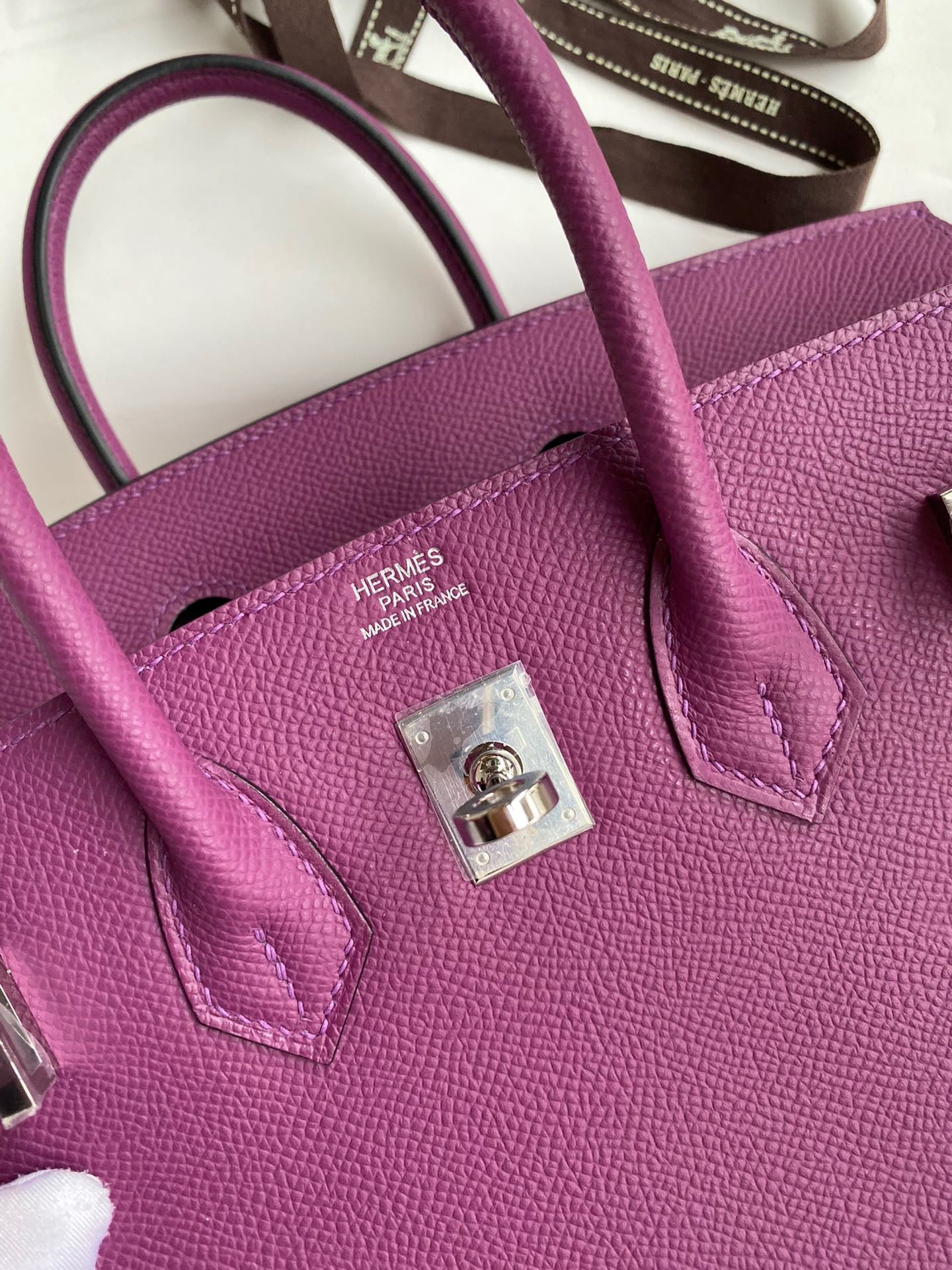 Hermes Birkin 25 Bag In Purple Epsom Leather