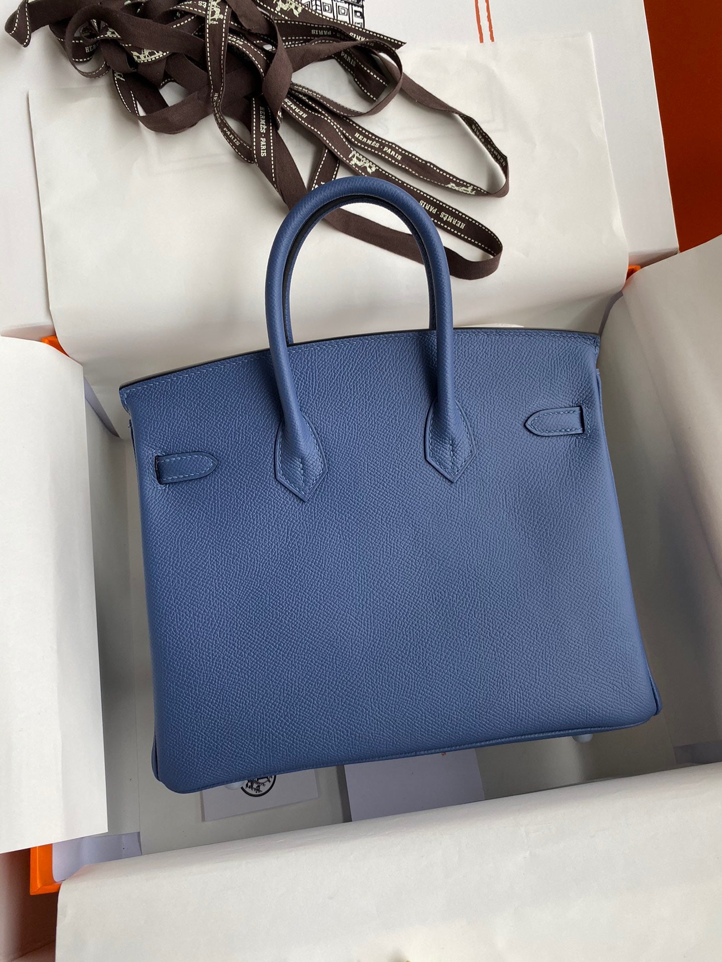 Hermes Birkin 25 Bag In Blue Agate Epsom Leather