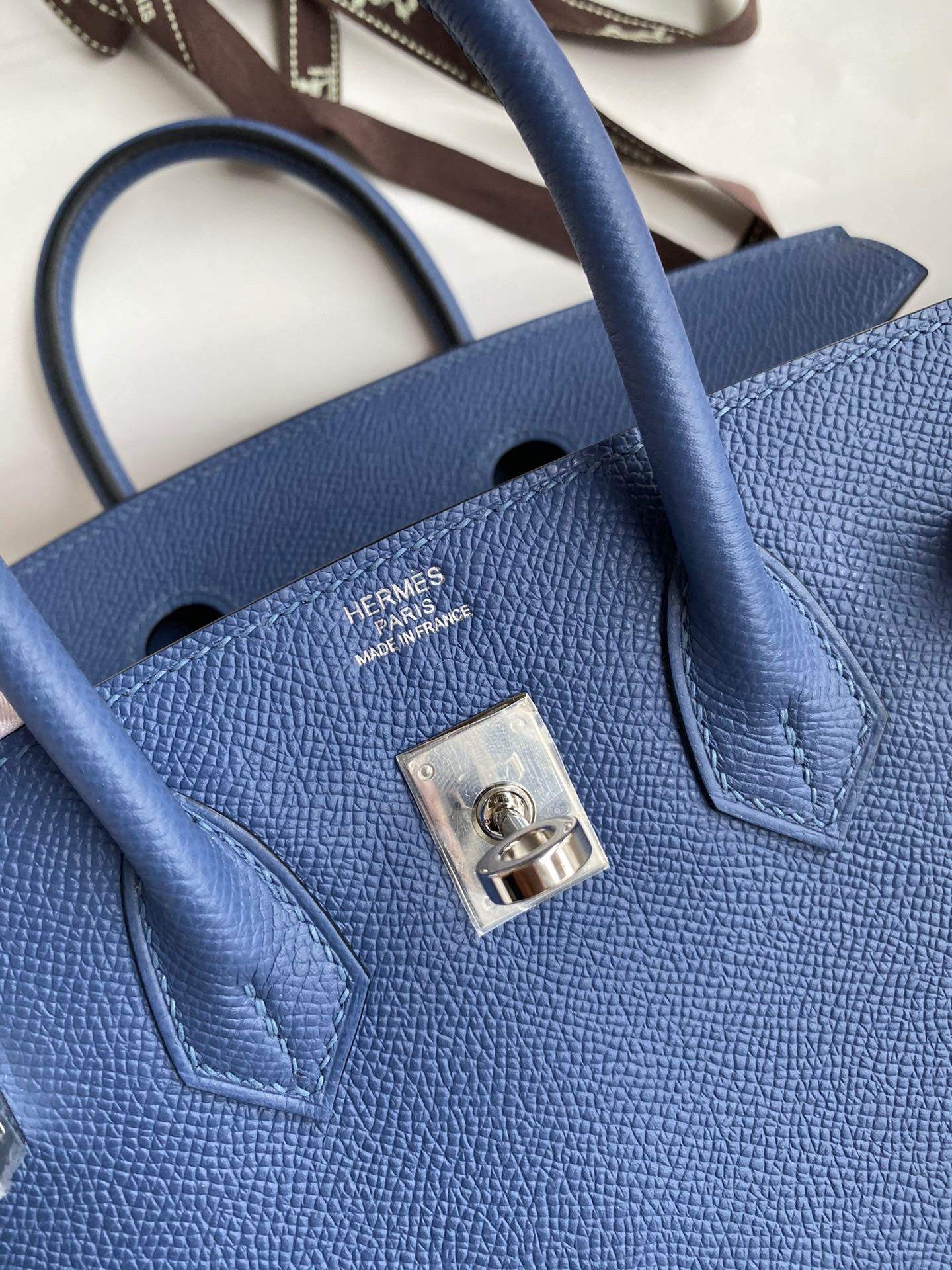 Hermes Birkin 25 Bag In Blue Agate Epsom Leather