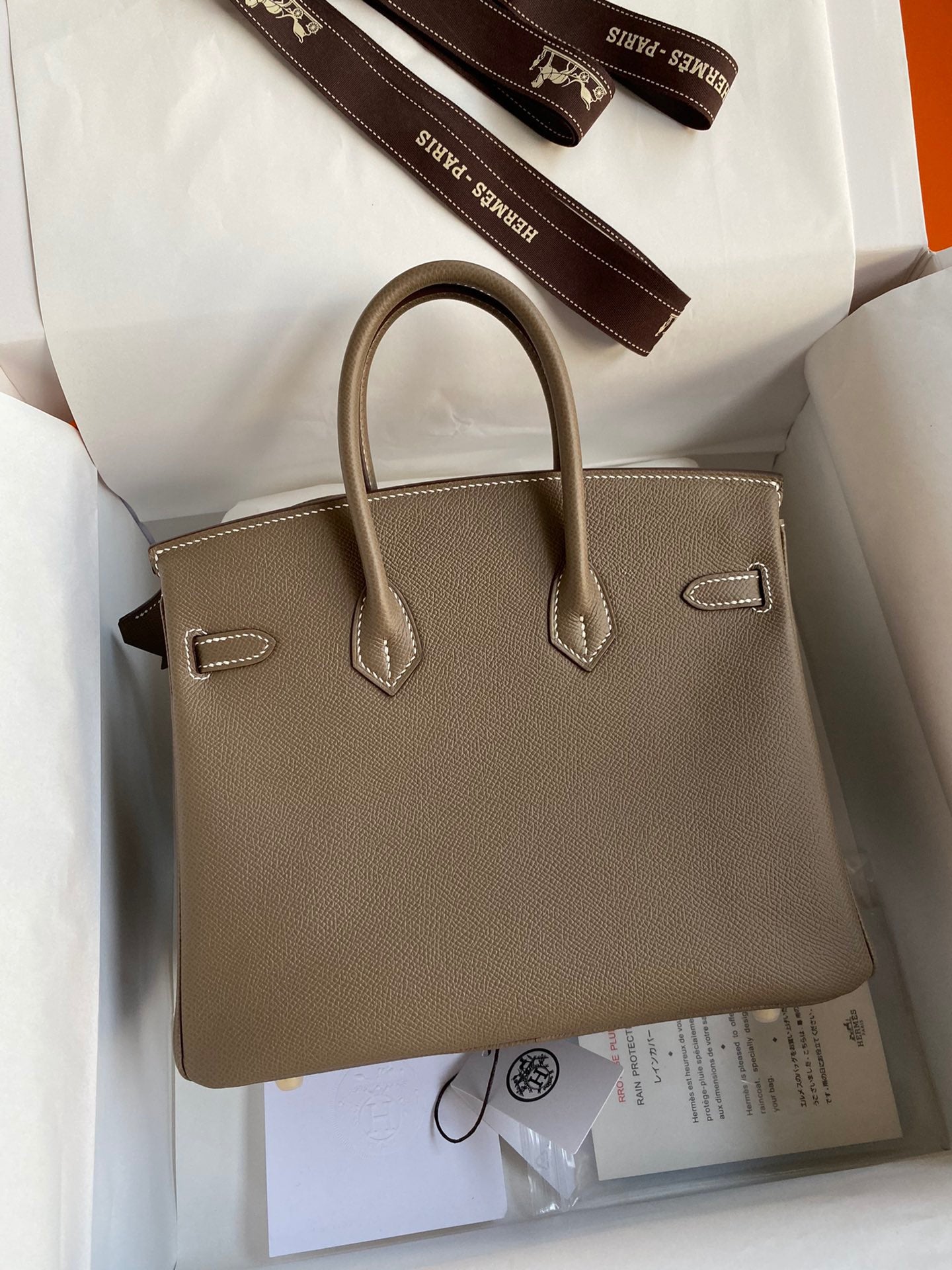 Hermes Birkin 25 Bag In Etoupe Epsom Leather